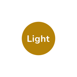 A gold, circular icon with the text "Light" displayed. This indicates that this ingredient is selected and the portion size is Light.  