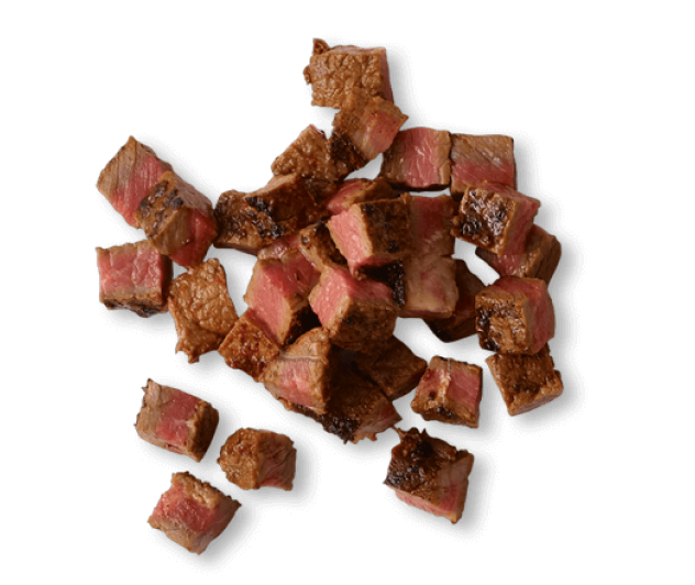 Small pile of diced steak